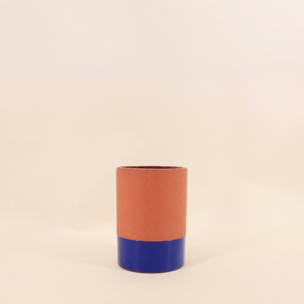 Vase tube en céramique bicolore 17cm