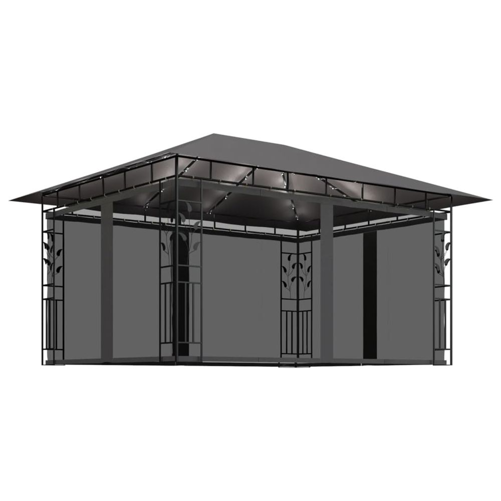 Tonnelle avec moustiquaire et lumières led 4x3x2,73m anthracite