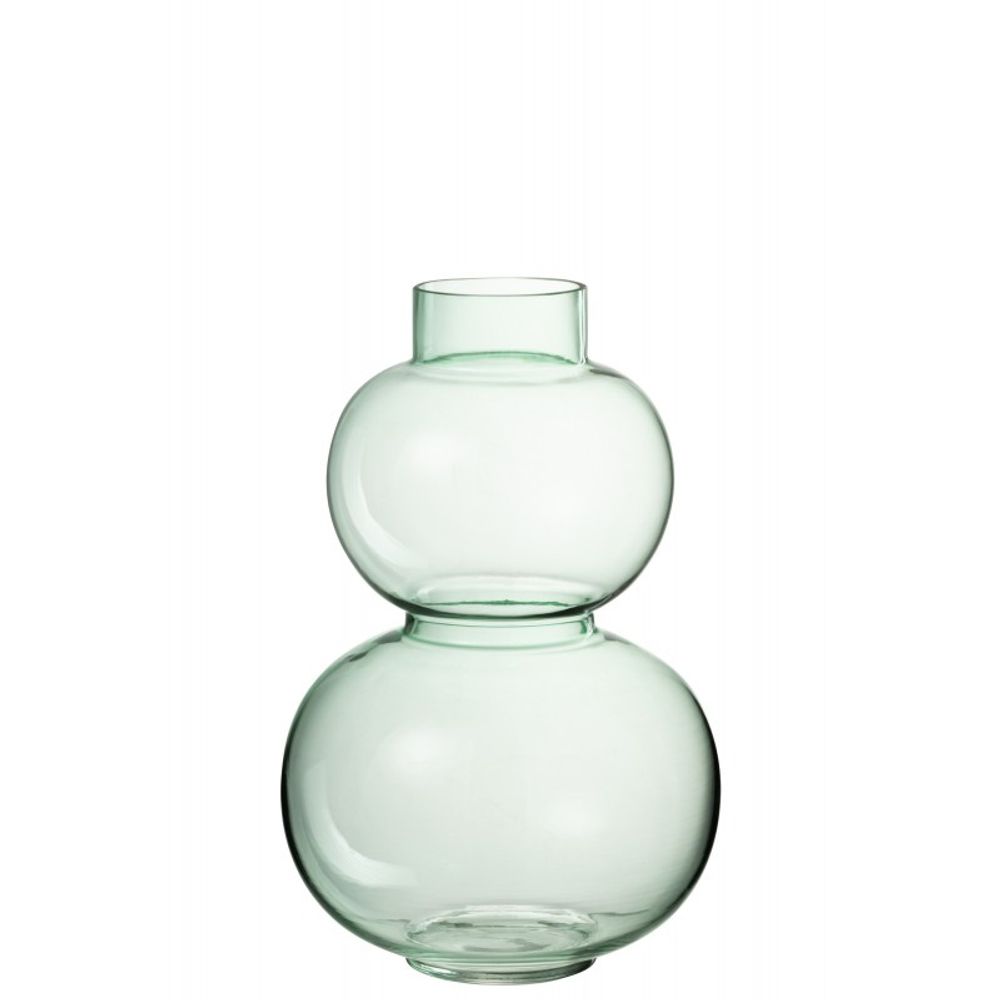 Vase 2 boules en verre vert 19x19x29 cm