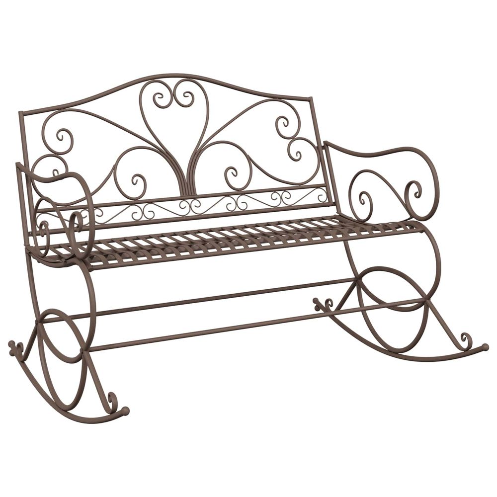 Banc de jardin marron ancien acier