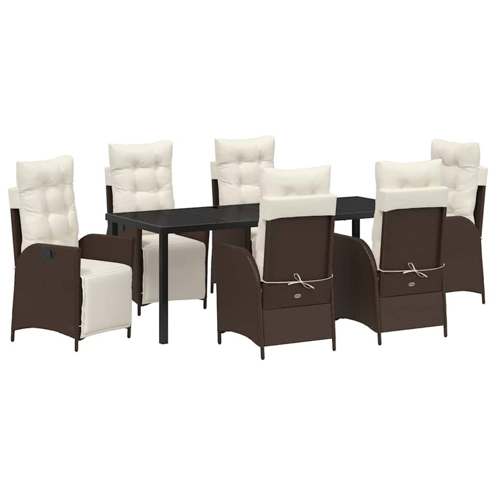 Ensemble de salle à manger pour jardin 7 pc marron polyrotin