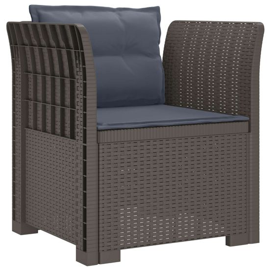 Fauteuil 1 place avec coussins look rotin pp gris clair