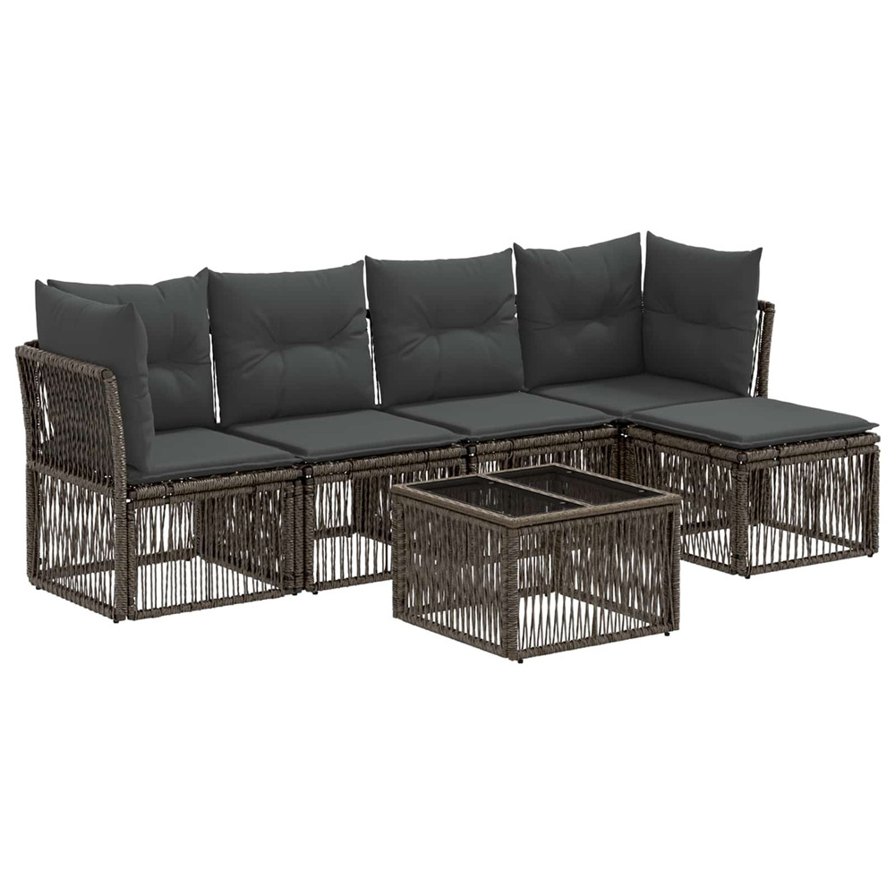 Ensemble de canapé de jardin 6 pcs gris polyrotin