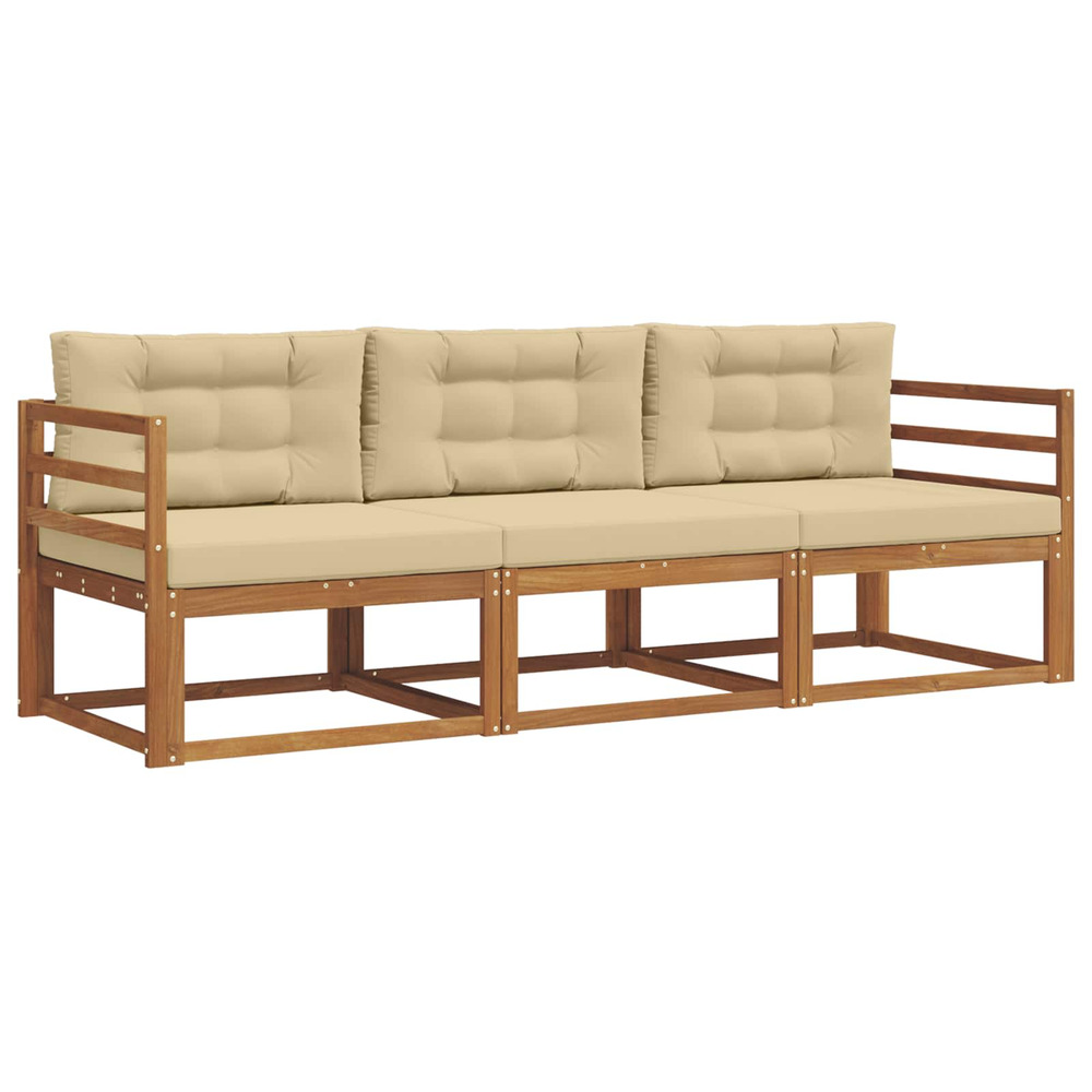 Ensemble de canapés d'extérieur 3 pcs naturel et beige