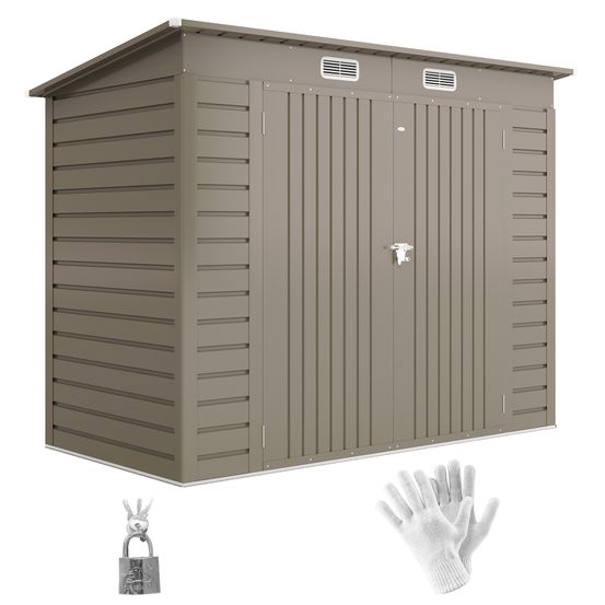 Abri de jardin métal 249 x 121 cm gris clair double porte rangement sécurisé - comfortxl outdoor living