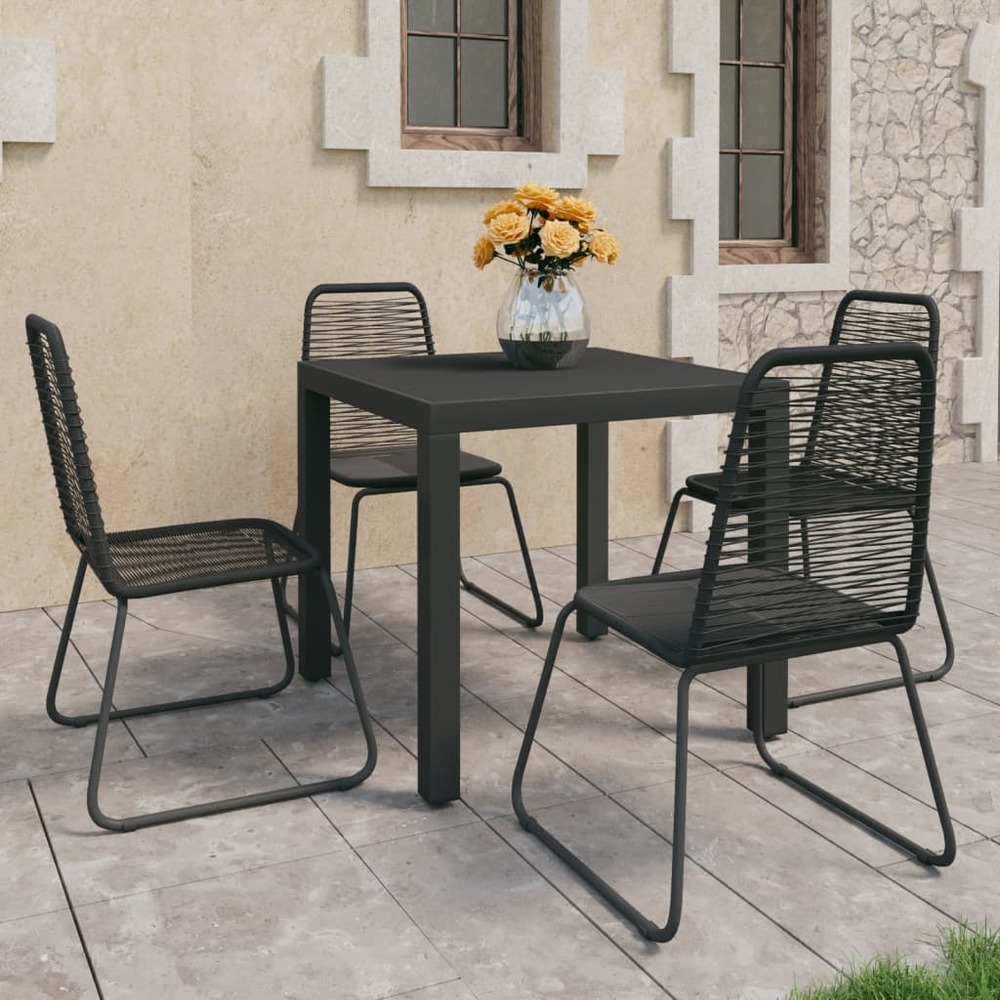 Ensemble à manger de jardin 5 pcs pvc résine tressée noir