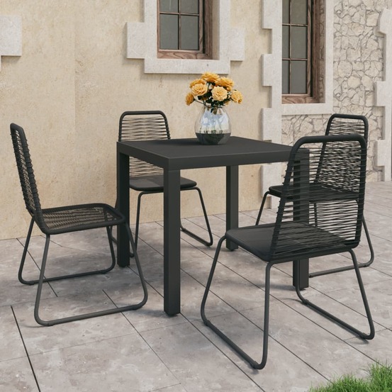 Ensemble à manger de jardin 5 pcs pvc résine tressée noir