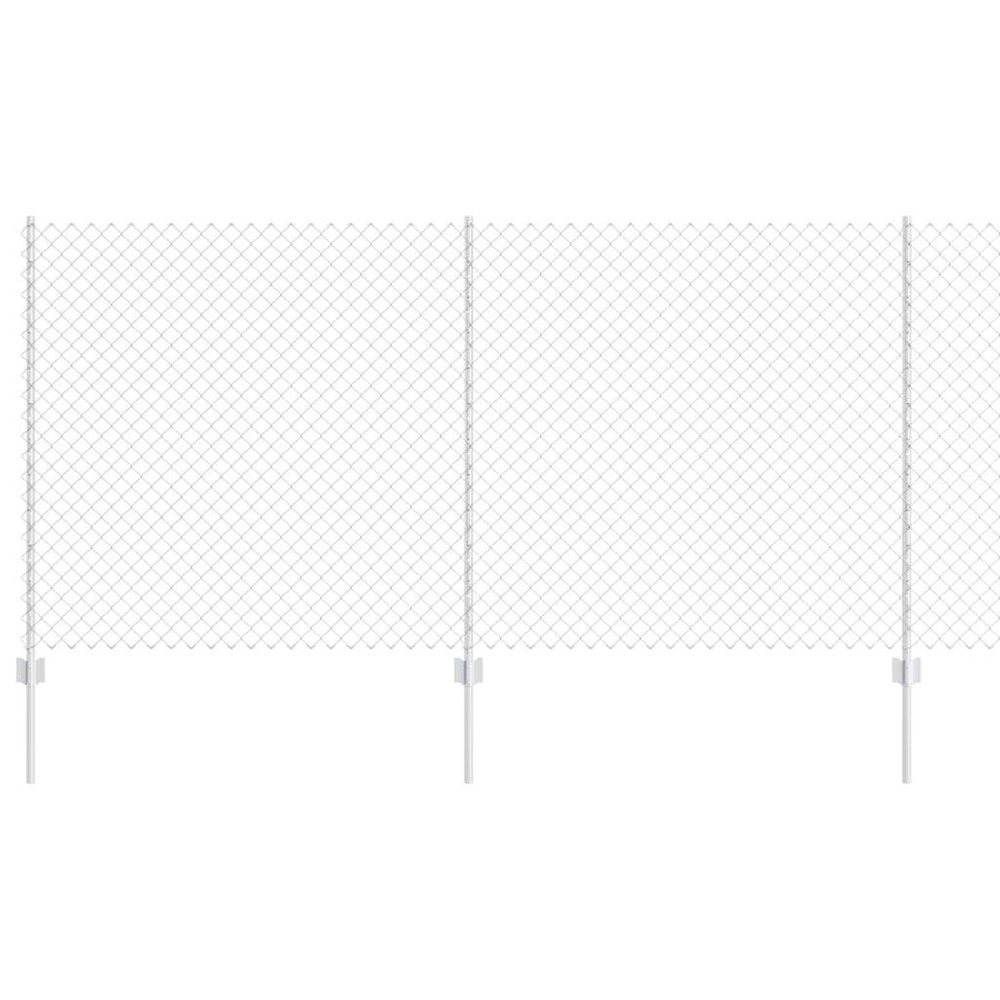 Clôture avec poteau argenté 1,2 x 10 m acier