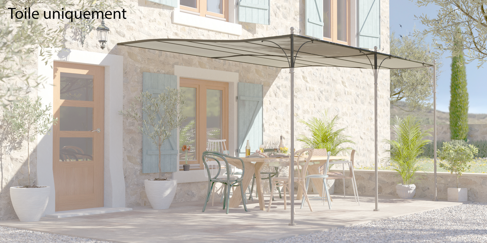 Toile d'ombrage beige clair en textilene pour pergola provence