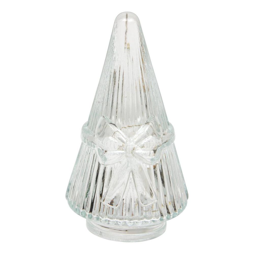 Sapin de noël lumineux avec nœud en verre 5 led h. 11 cm à piles
