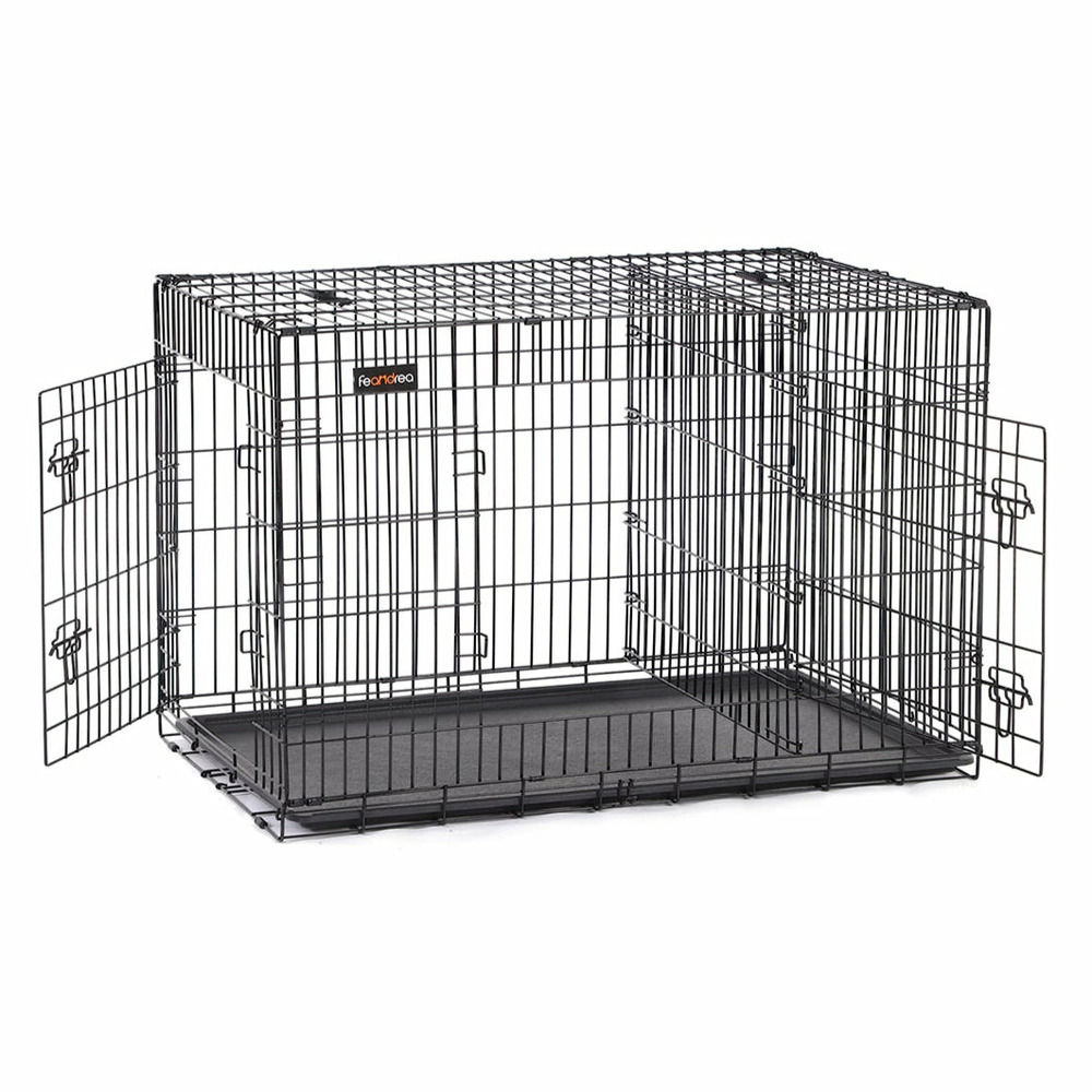 Cage pour chiens 2 portes pliable transportable avec poignées et plateau format xxxl 122 x 76 x 81 cm noir