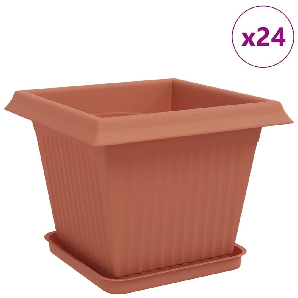 Pots de plantes 24 pc rouge brique plastique