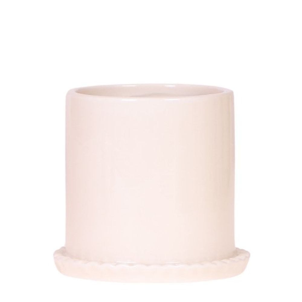 Cache-pot céramique nervuré à soucoupe - touche délicate - ø9cm