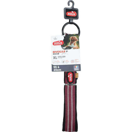 Collier souple en tissu bivouak 55 à 65 cm 25 mm rouge