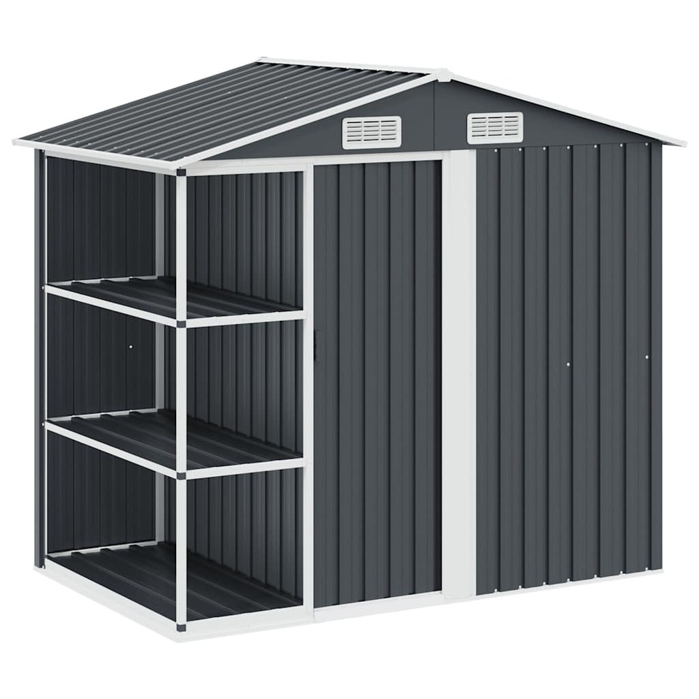 Abri de jardin avec étagère anthracite 205x130x183 cm fer