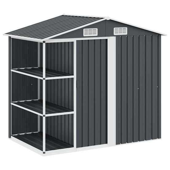 Abri de jardin avec étagère anthracite 205x130x183 cm fer