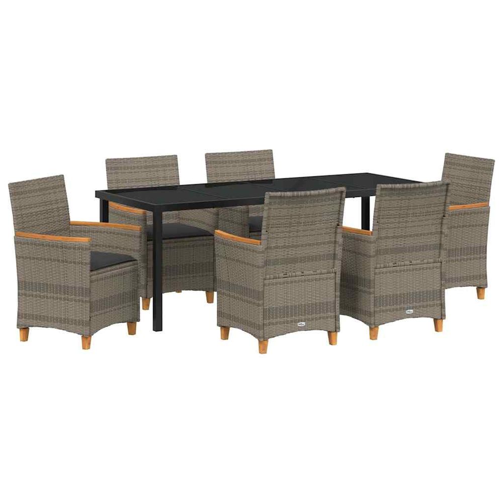 Ensemble de salle à manger pour jardin 7 pc gris polyrotin