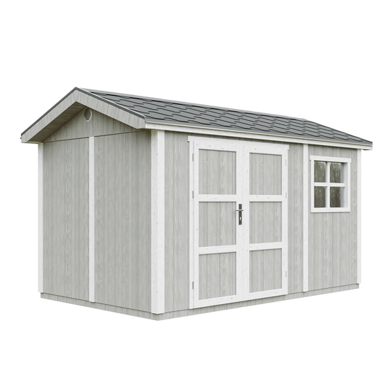 Abri de jardin qualité premium 8,68 m² - h252x250x412 cm - construction de panneaux lp smartside - timbela m914a-tundra grey