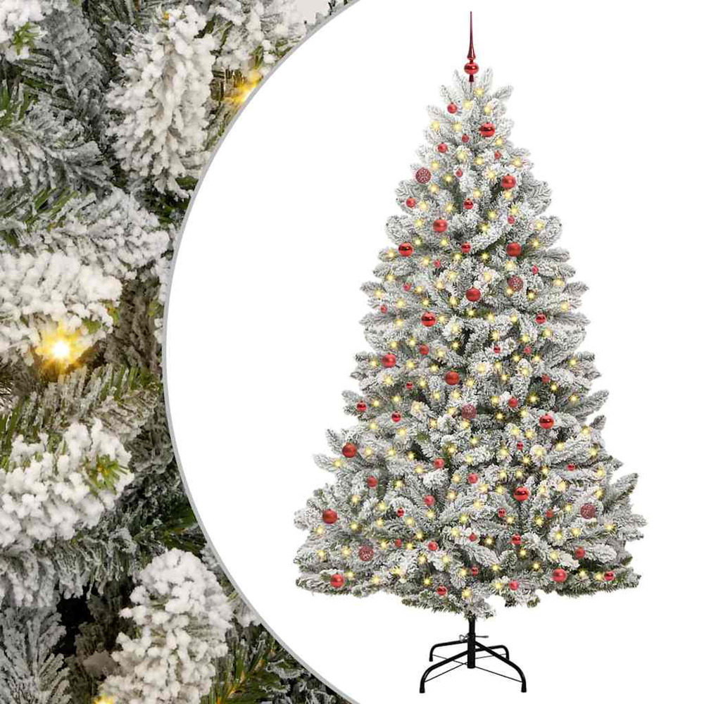 Sapin de noël artificiel vert et blanc 270 cm pvc et métal