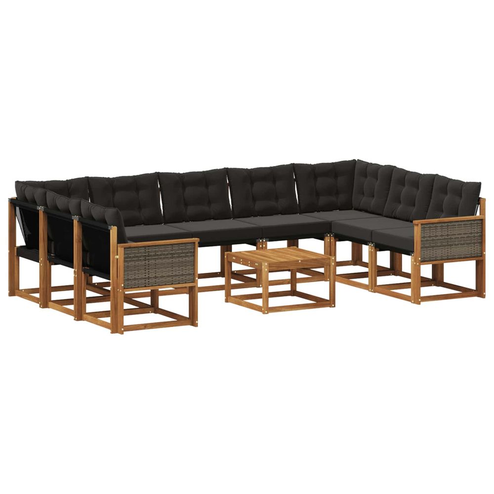 Ensemble de canapés d'extérieur 10 pc naturel et noir