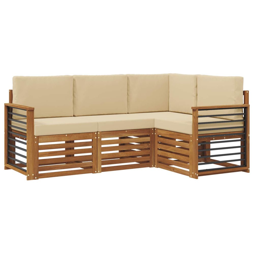 Ensemble de canapés d'extérieur 4 pc naturel et beige polyester