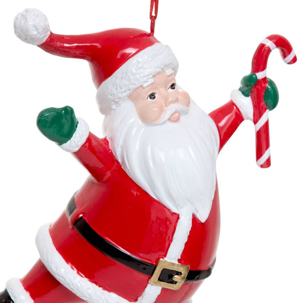 Suspension de sapin père noël joyeux en résine rouge 13 cm