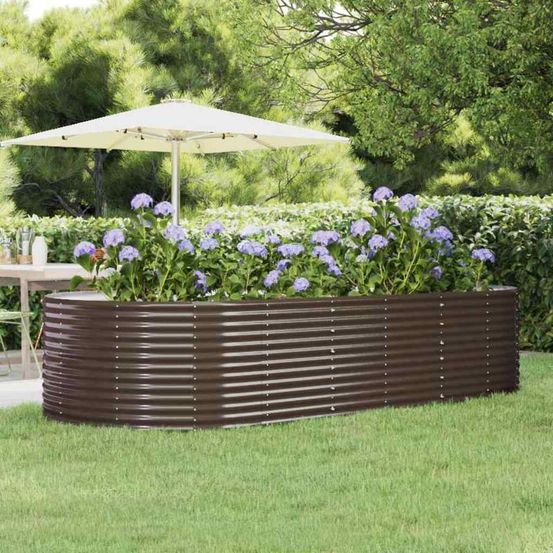 Potager ovale classique acier galvanisé peinture poudre résistante pour jardin marron 291x140x68cm