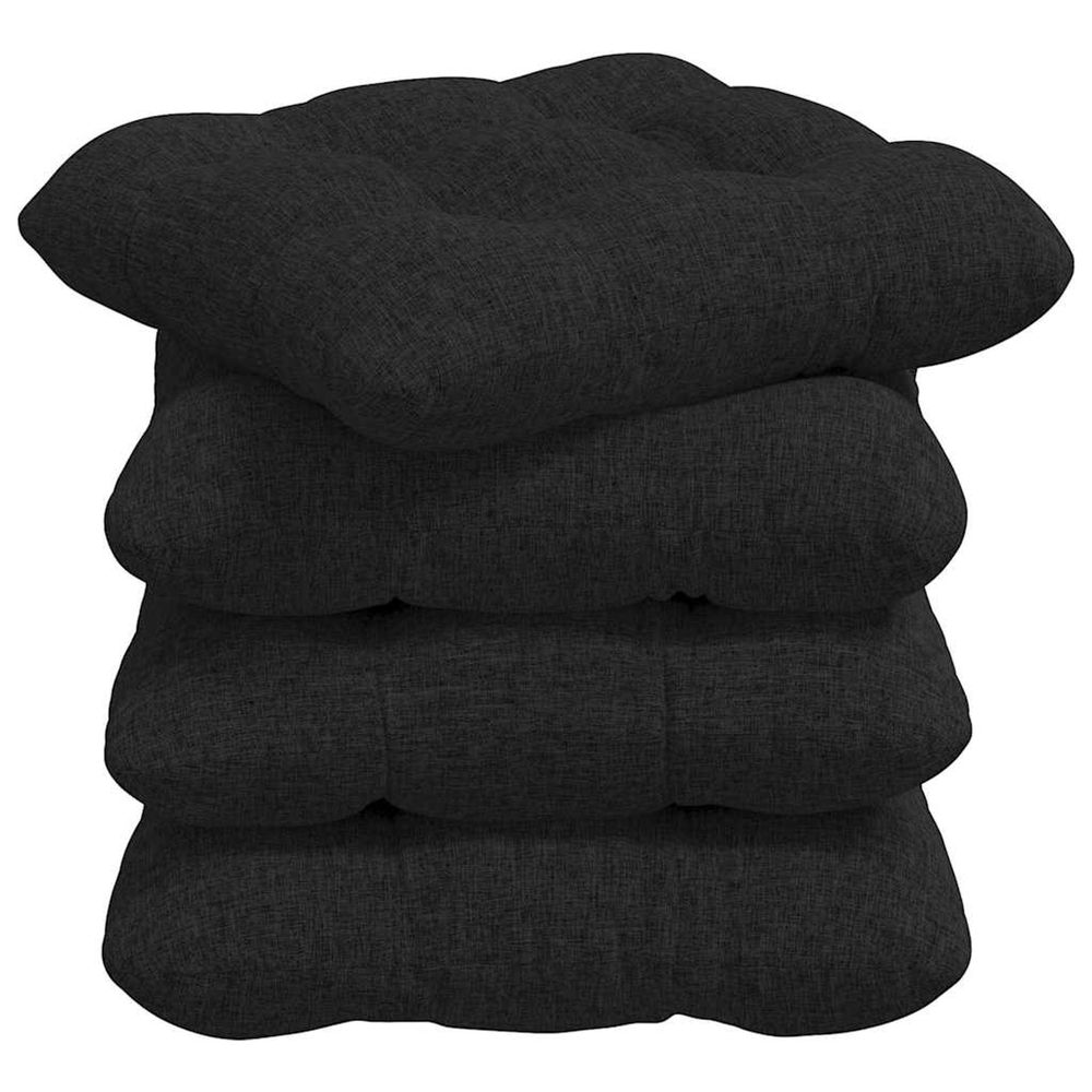 Coussins de siège 4 pc tissu noir 40 x 40 x 12 cm