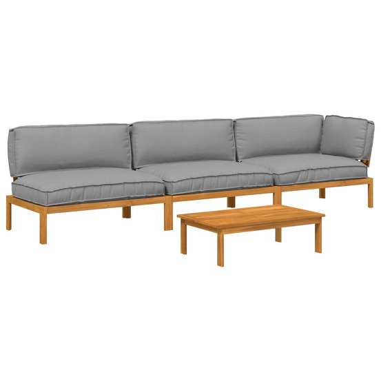 Ensemble de canapés uni 4 pcs gris bois d'acacia massif