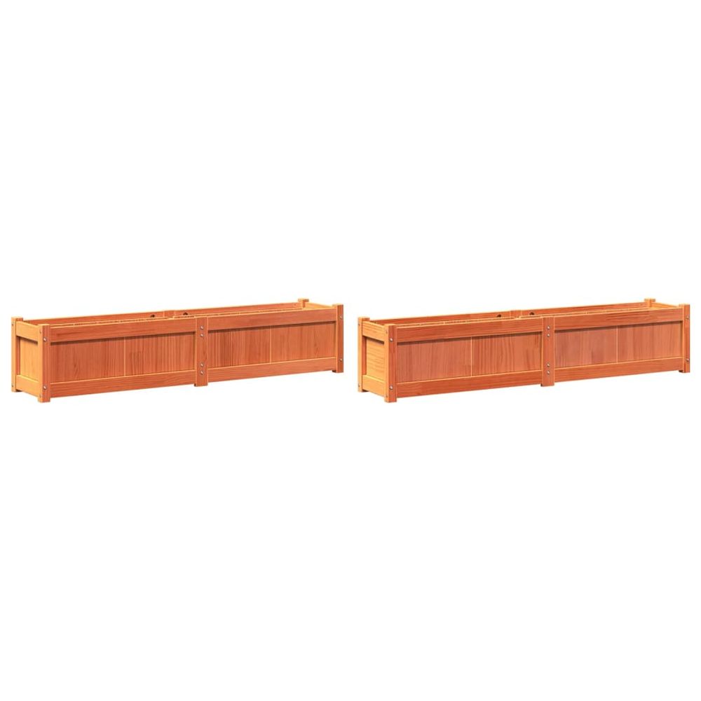 Jardinières 2 pcs cire marron bois de pin massif