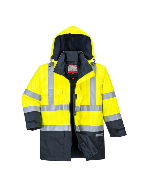 Parka hv bizflame rain multi-risques couleur : jaune/marine taille l - portwest