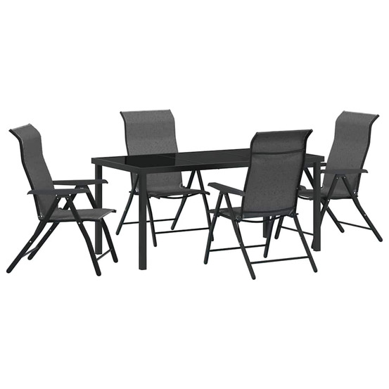 Ensemble de salle à manger pour jardin 5 pcs gris poly rotin