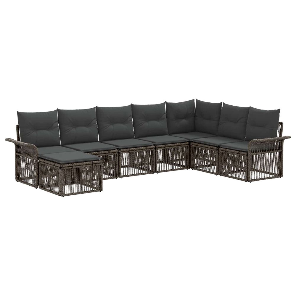 Ensemble de canapé de jardin 8 pc gris polyrotin