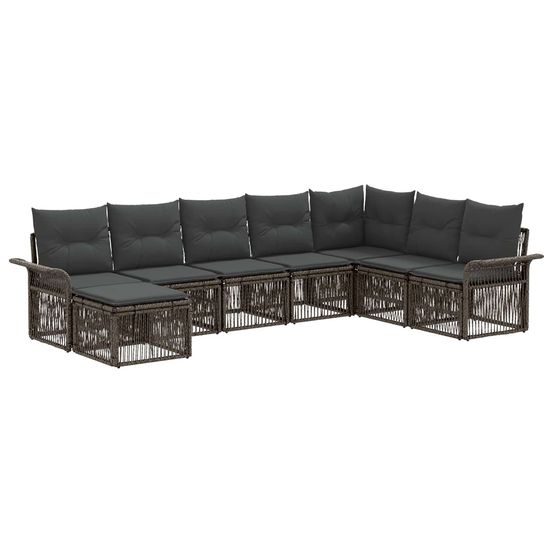 Ensemble de canapé de jardin 8 pc gris polyrotin