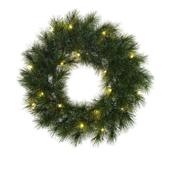 Black box trees glendon couronne avec led - décoration noël murale avec éclairage chaud - modèle décoratif à suspendre au mur ou à