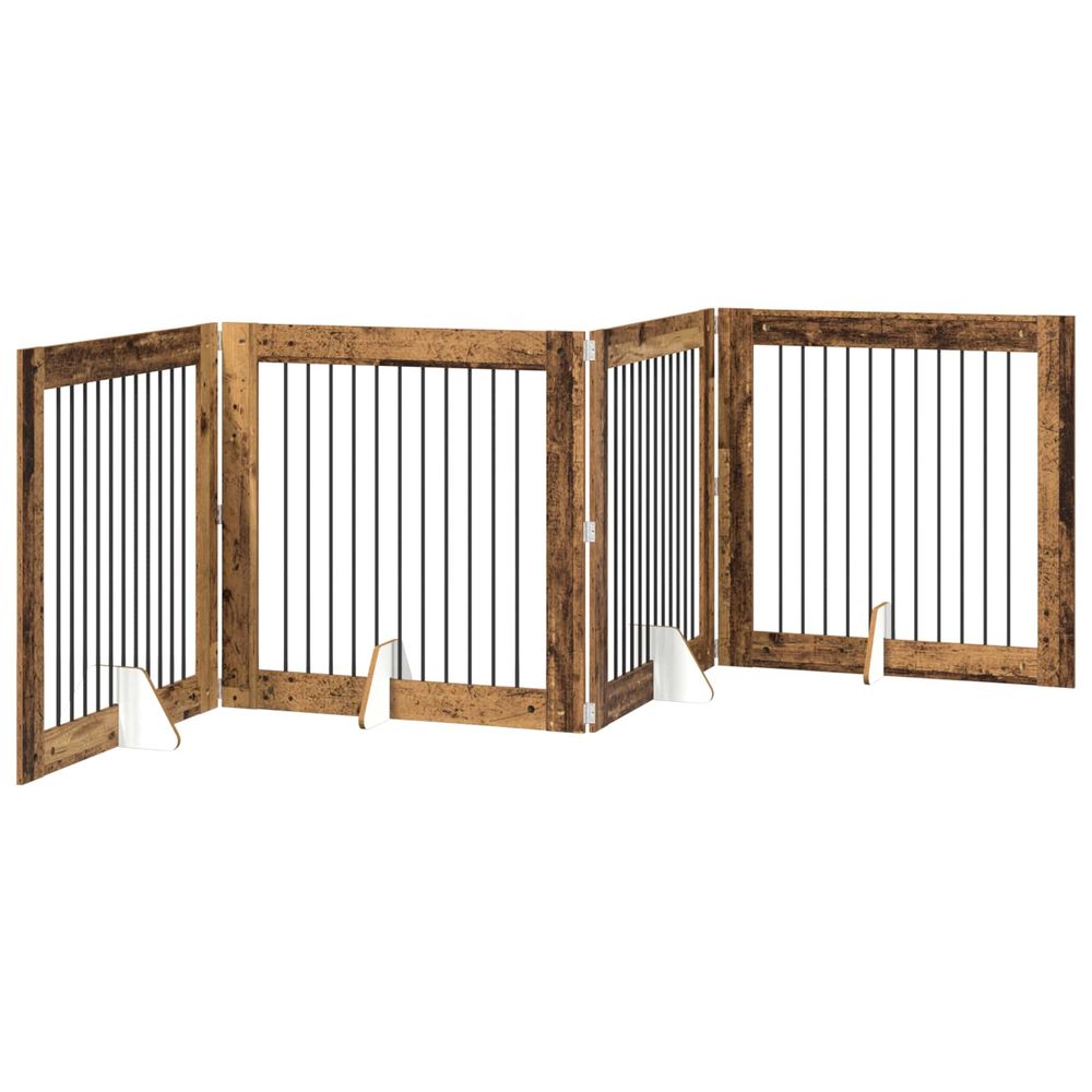 Porte de chien pliable avec supports 4 pc bois ancien 401 cm