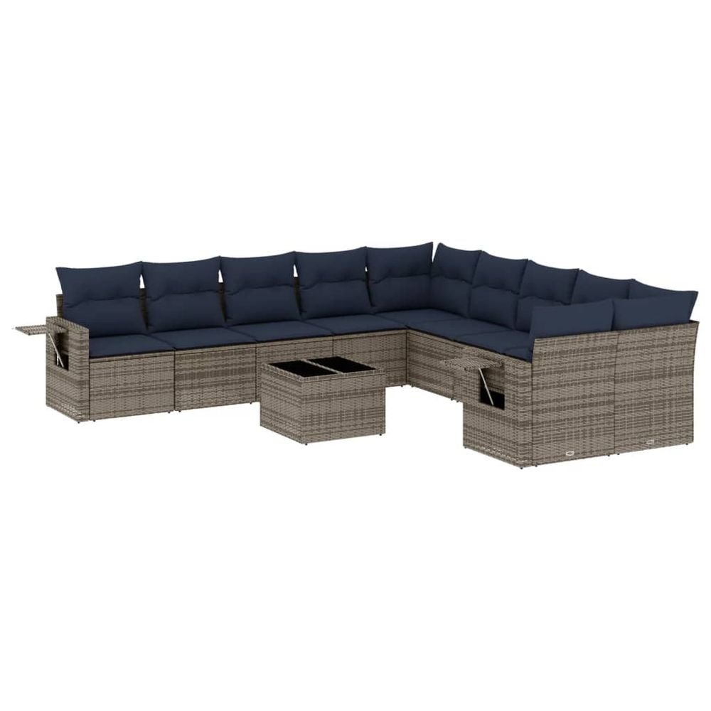 Ensemble de canapé de jardin 11 pcs avec coussins gris