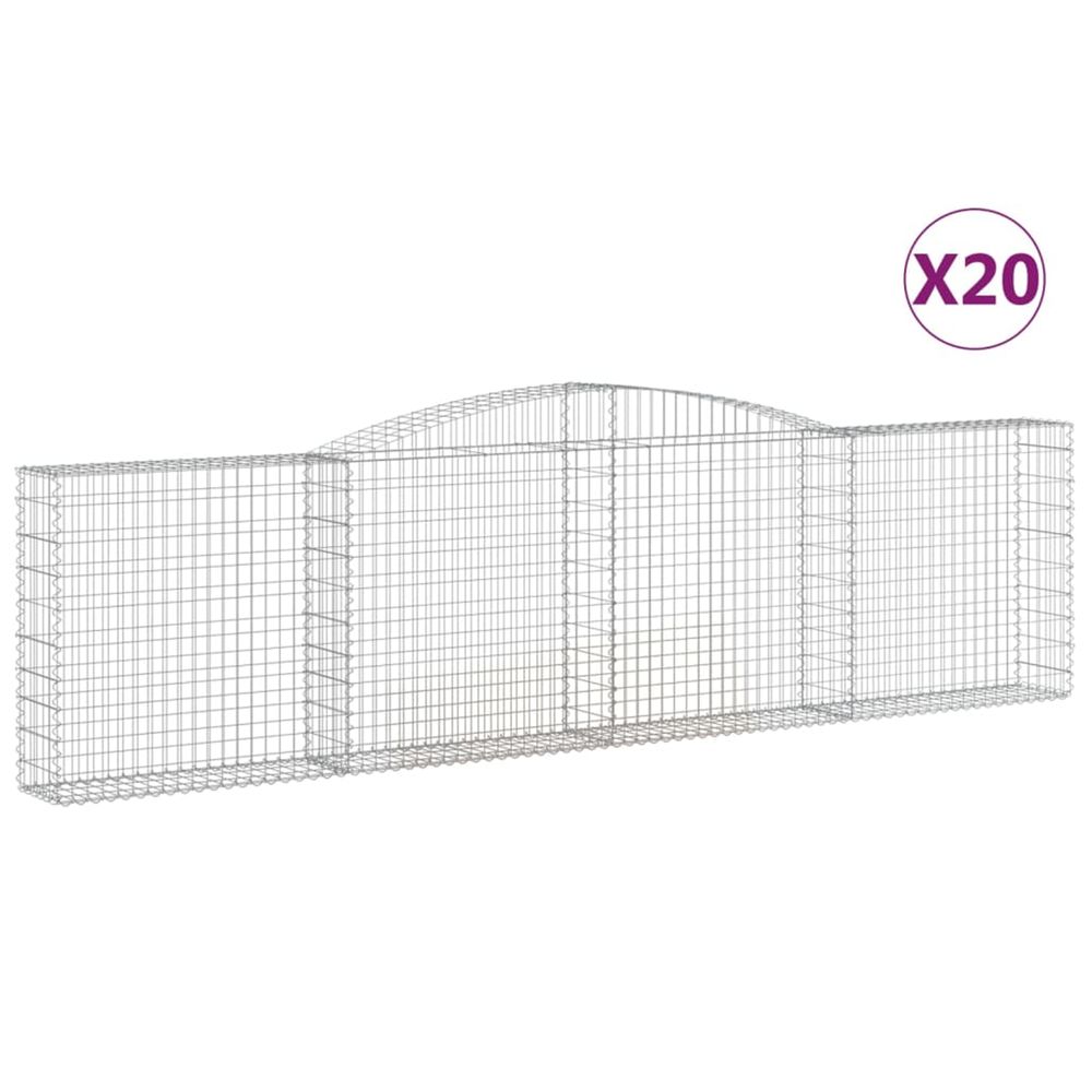 Paniers à gabions arqués 20 pcs 400x30x100/120 cm fer galvanisé