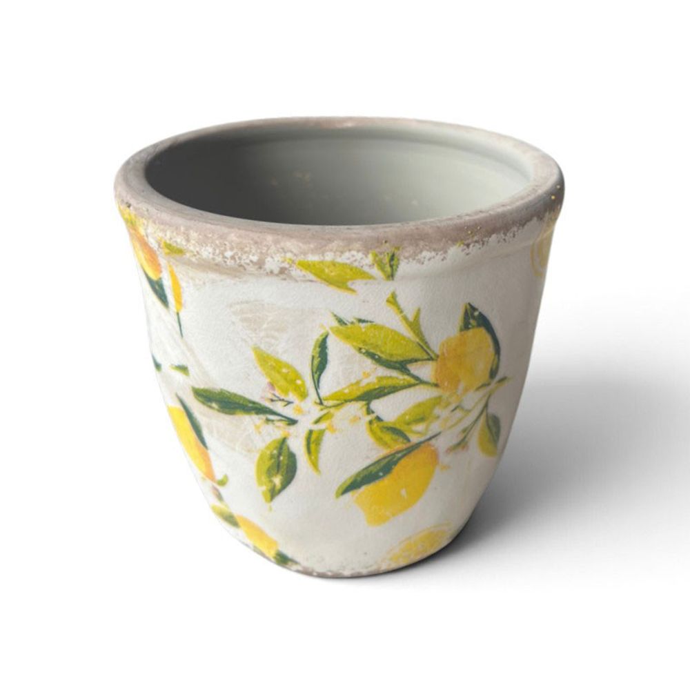 Pot de fleurs lemon jaune céramique 13x13x12cm