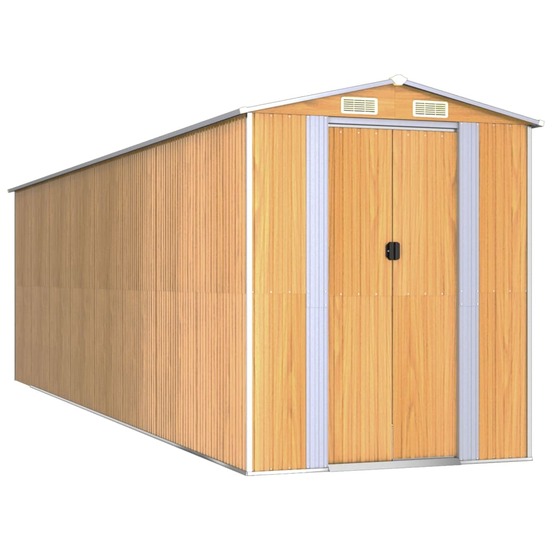 Abri de jardin marron clair 192x689x223 cm acier galvanisé