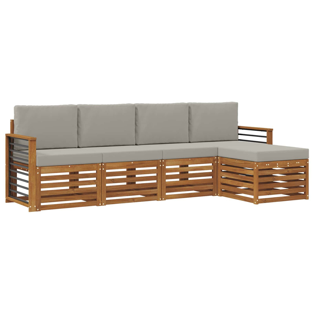 Ensembles de canapés avec coussin 5 pcs gris naturel et clair