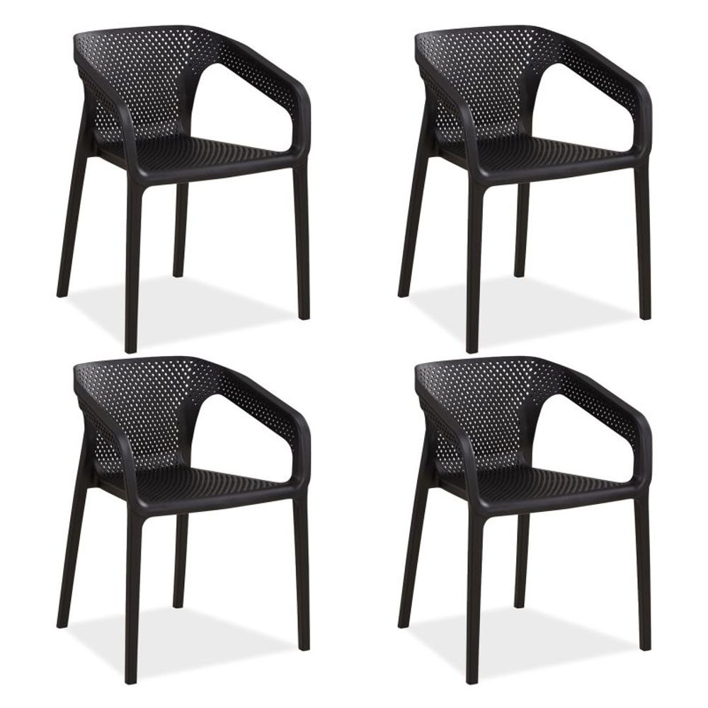 Lot de 4 chaises jardin en noir
