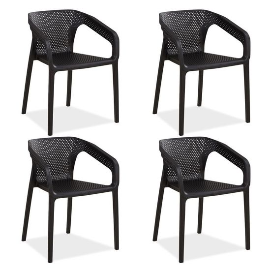Lot de 4 chaises jardin en noir
