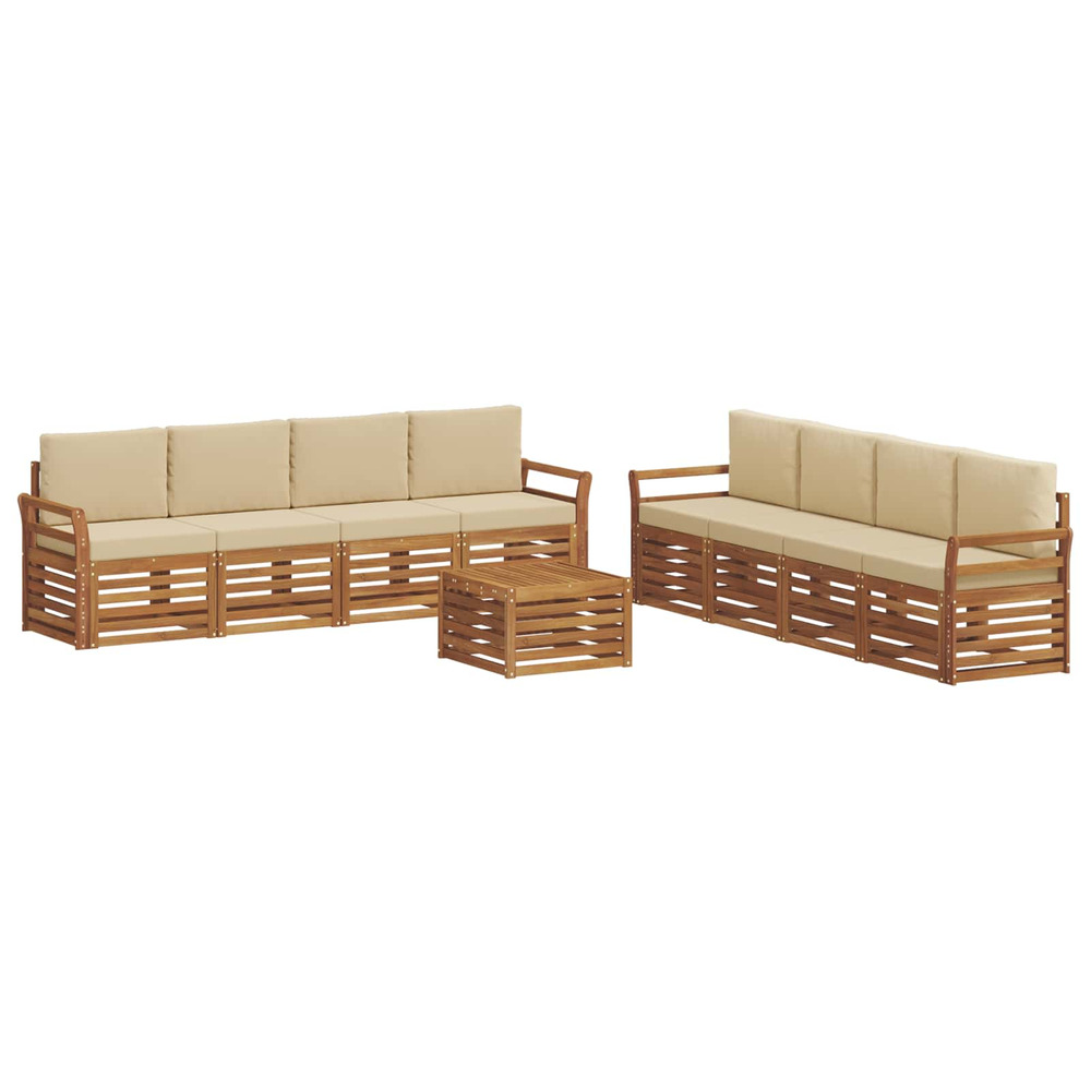 Ensembles de canapés avec coussin 9 pcs naturel et beige