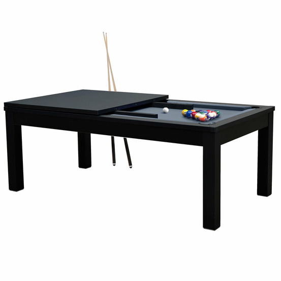 Eddie-table de billard convertible noire tapis gris
