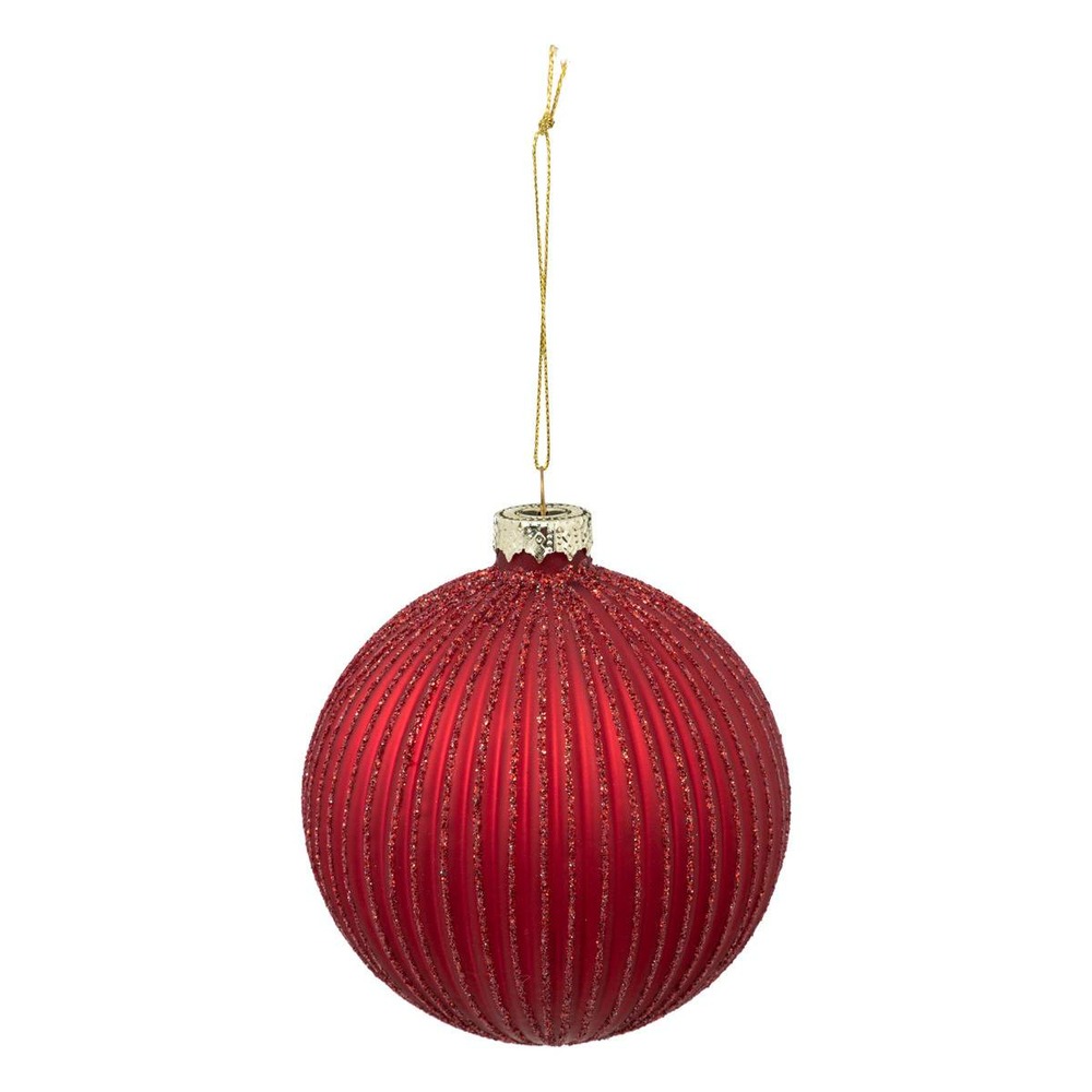 Boule striée pailletée 10cm verre