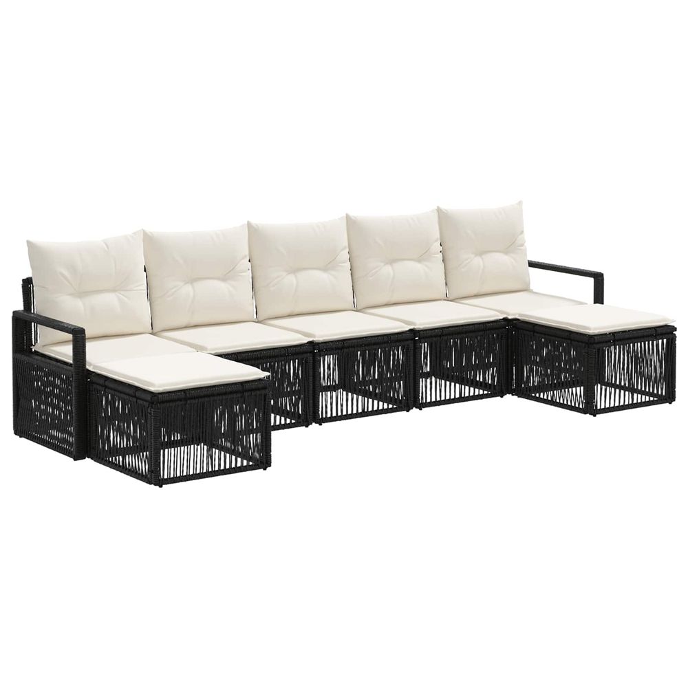 Ensemble de canapé de jardin 7 pc noir polyrotin
