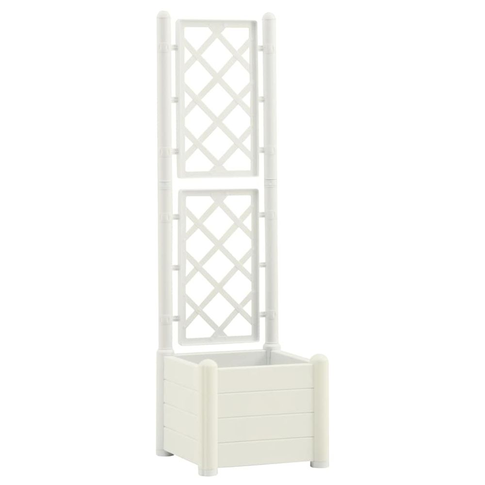 Jardinière d'extérieur avec treillis 43x43x142 cm pp blanc