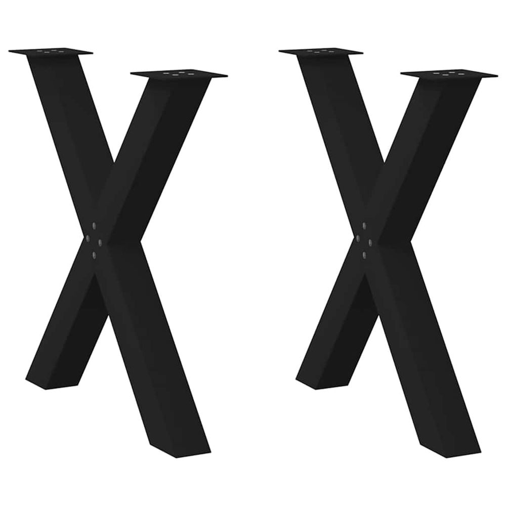 Pieds de table à manger en forme de x, 2 pièces, noir, 70 x (72-73) cm, acier