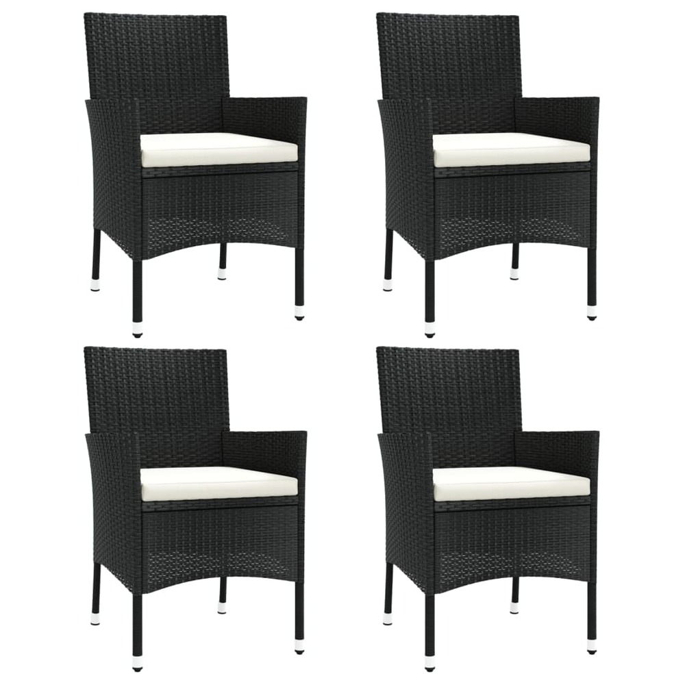 Chaises de jardin avec coussins lot de 4 résine tressée noir